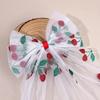 Net Bow Hair Clip Cherry Print Tulle Ribbon Barrette Large Big Bownot Ponytail Hairpin  Women Girls Headwear Accessories Gift