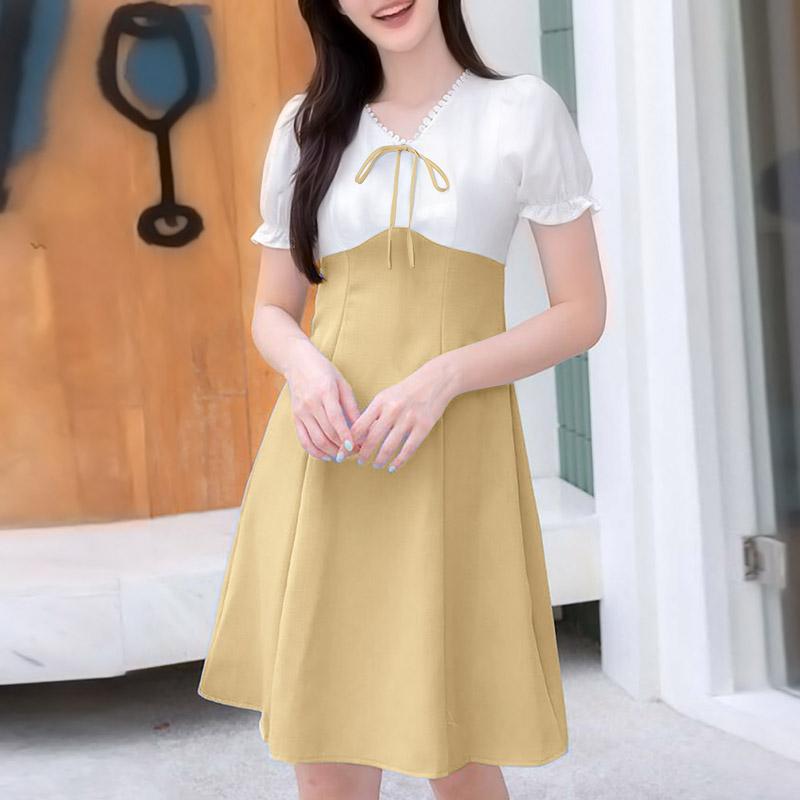 

ZANZEA Женское летнее повседневное платье с V-образным вырезом и короткими рукавами, в стиле пэчворк 5XL хаки