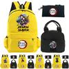 3Pcs/set Anime Demon Slayer Printed Backpack with Shoulder Bag Pencil Bag for Teenager Student Large Capacity Waterproof Schoolbag