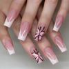 24PCS French Pink False Nails with White Tip Easy Effortless Application to Nails for Fingernail DIY Decoration
