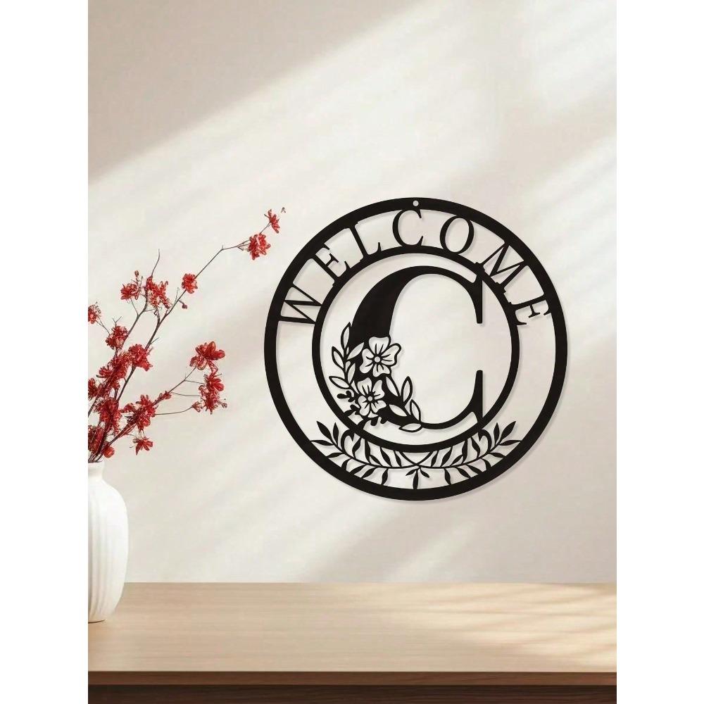 Metal Wall Plaque Classic Letter Design Hanging Decor Creative Art Home Gift