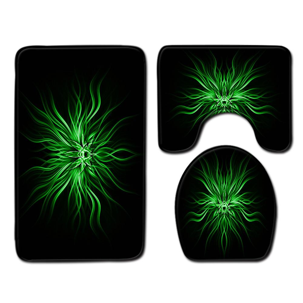 Cool Pattern Bathroom Floor Mat Toilet Three-Piece Set