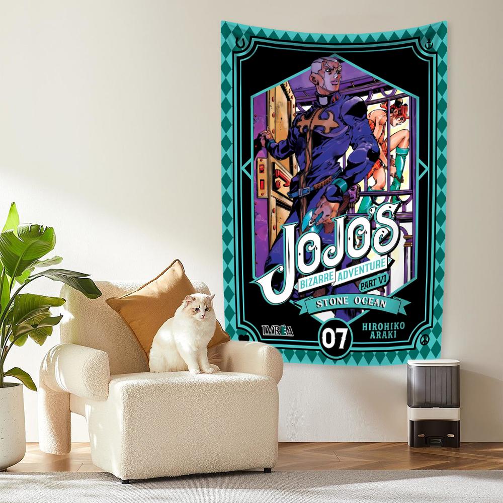 Anime JoJos Bizarre Adventure Tapestry Funny Comic Room Decor Wall Hanging Carpets Dormitory Bedroom Background Cloth