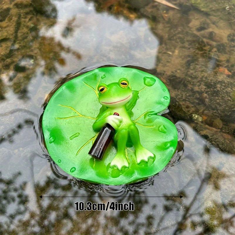 Floating Frog Decor for Pond Frog Ornament Figurine Statue Craft for Floating Lotus Flower Home Garden Decoration Prop Gift