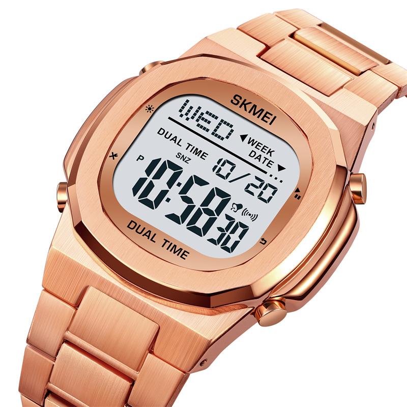 Skmei Steel Strap Mens LED Digital Watches Original Brand Waterproof Sports Wristwatch Fashion Multifunctional Dual Time
