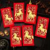 6Pcs 2026 Year Of The Horse Red Envelopes Luck Money Bag Spring Festival Bless Pocket Red Packet  Year Decoration Gift