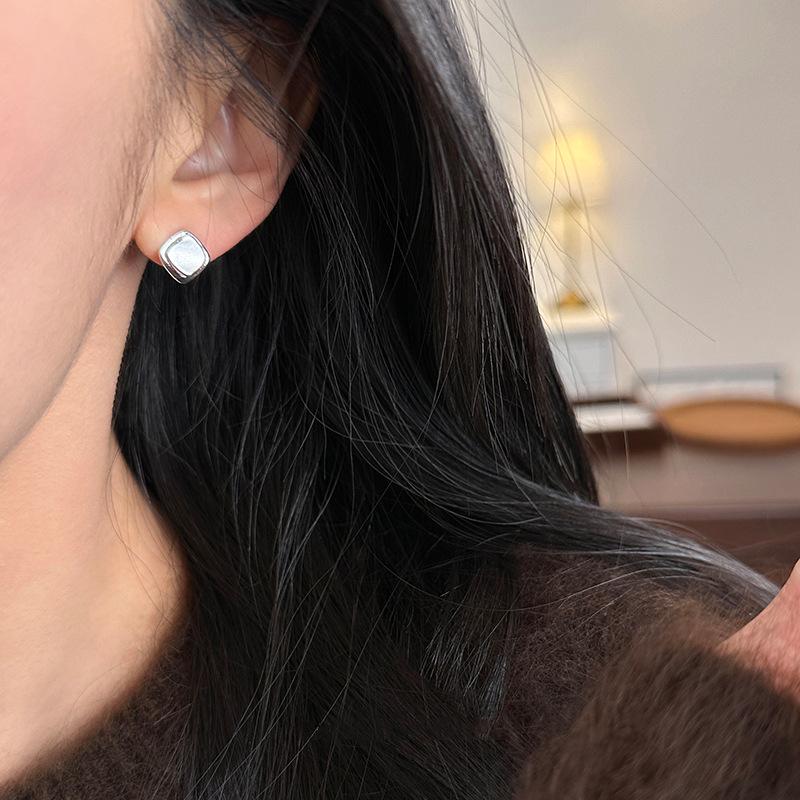 New 925 Silver Hoop Earrings Clip Matte Circle Geometric Punk For Women Girl Gift Jewelry