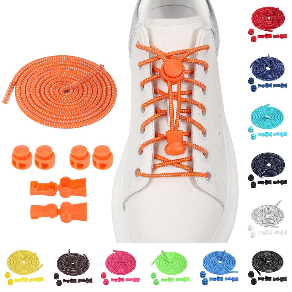 Adult Colored Elastic Band Round Spring Buckle With Elastic Free-tie Lazy Shoelaces