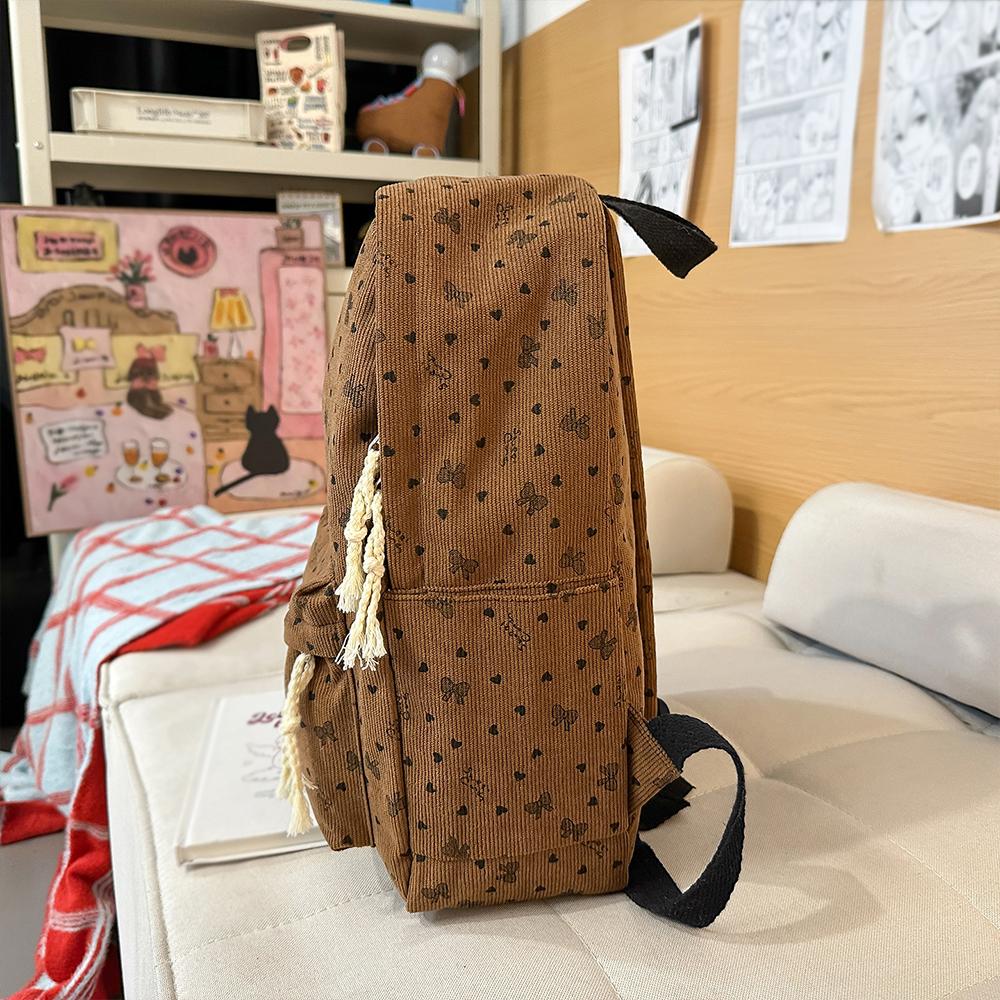 Japanese Ins Style Sweet Corduroy Backpack Autumn and Winter College Style Large Capacity Backpack Travel Backpack