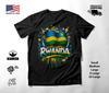 Rwanda Flag Graffiti Graphic T-Shirt Black Unisex S-2XL