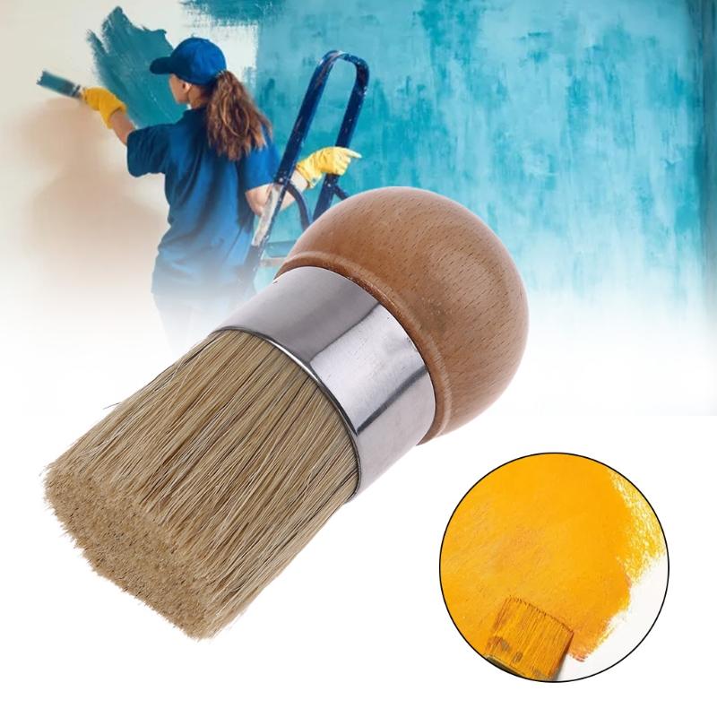 Round Chalk Paint Wax Brushes Wood Handle Natural Bristle Furniture DIY Tool for Painting, Waxing, DIY, Home Decor