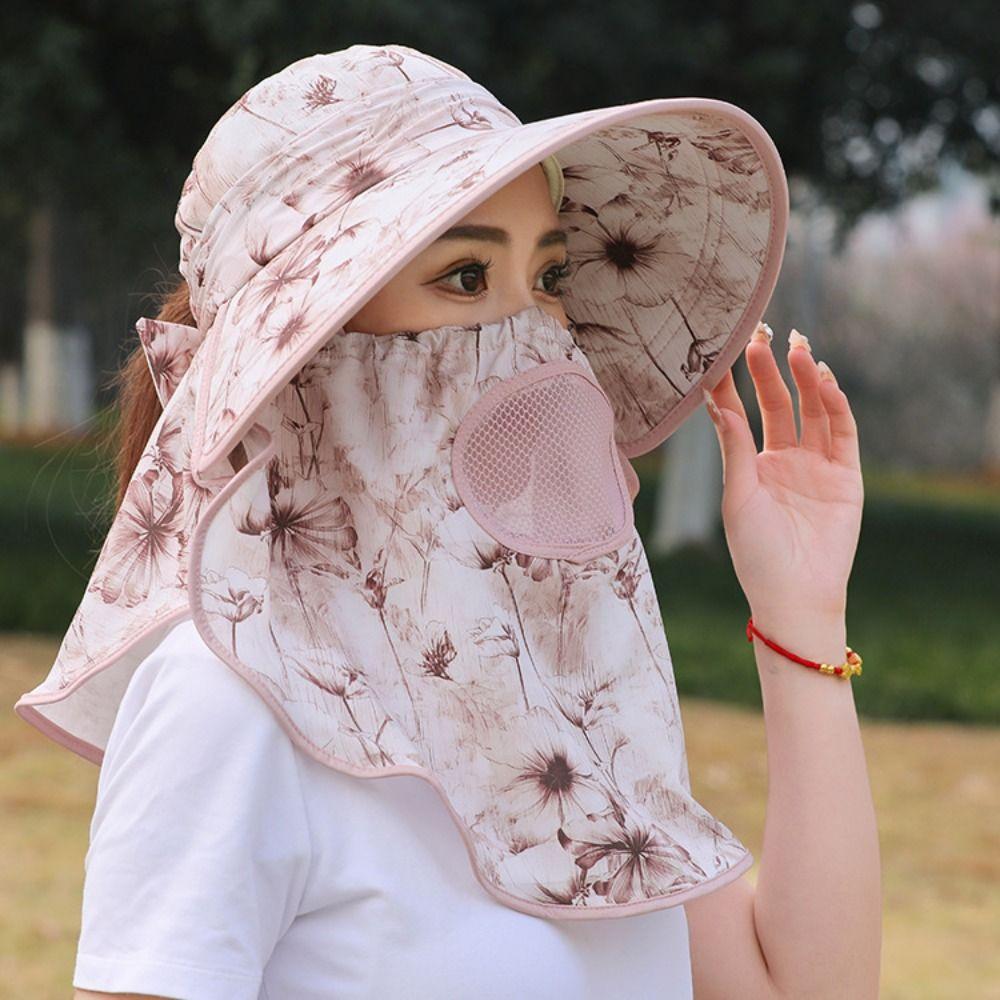Face Neck  Omnibearing Picking Tea Hat Breathable Mesh Sunscreen Hat Creative Women Sun Hat  Riding