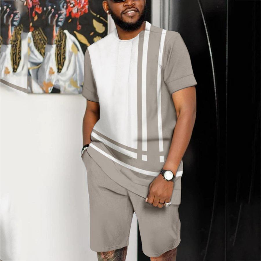 Letní pánský set Módní 2dílný set Pánské tričko Šortky Kalhoty Oblek Ležérní krátká tepláková souprava Nadměrné Vintage Pánské oblečení