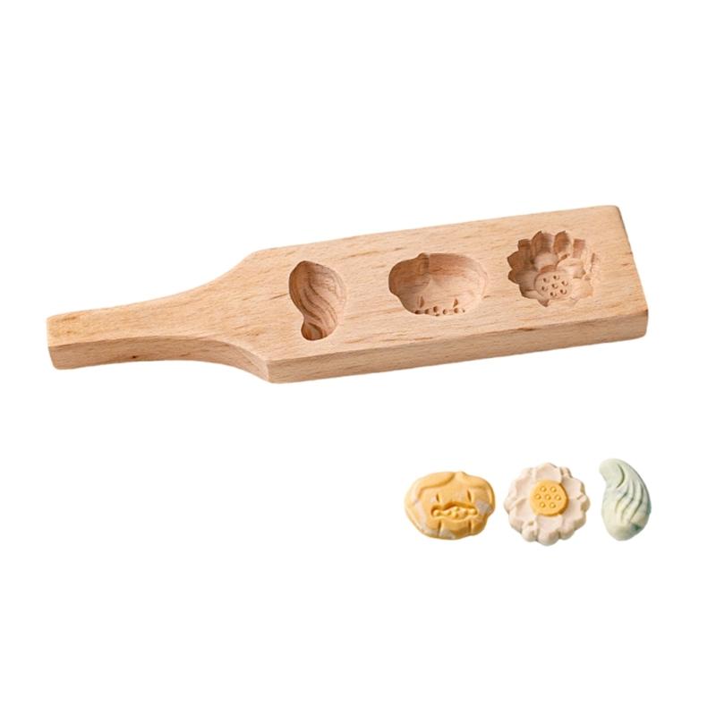 Wooden 3D Lotuses Mooncakes Mold Wood Baking Mould for Artistic Homemade Pastries Traditional Mung Bean Cake Mould