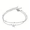 2Pcs/Set Stainless Steel Star Double-Layer Anklets for Women Ladies Waterproof Small Hole Bead Foot Chains Jewelry Accessories