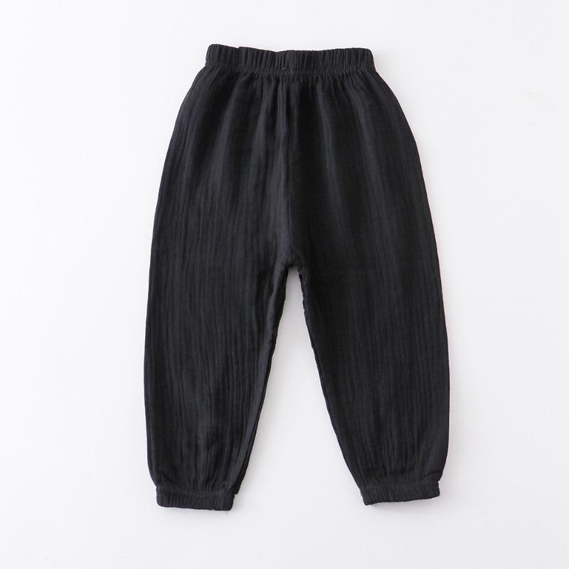 Summer Children Pants Casual Girls Boys Linen Solid Color Loose Pleated Pant Trousers Hight Waist Harem