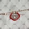 Gold CNC Guofeng Diamond Qilin Ruyi Necklace with Red Agate Fu Lu Pendant