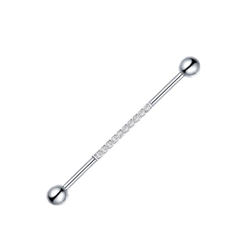 Barbell de Titânio G23 com Zircônia Cravejada para Joia de Piercing na Cartilagem da Orelha