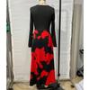 Frühling Langarm Elegant Slim Damen Freizeitkleid Mode Herbst Gespleißter Druck Vintage Lange Kleider Damen Hohe Taille A-Linie Sexy Partykleid 25943