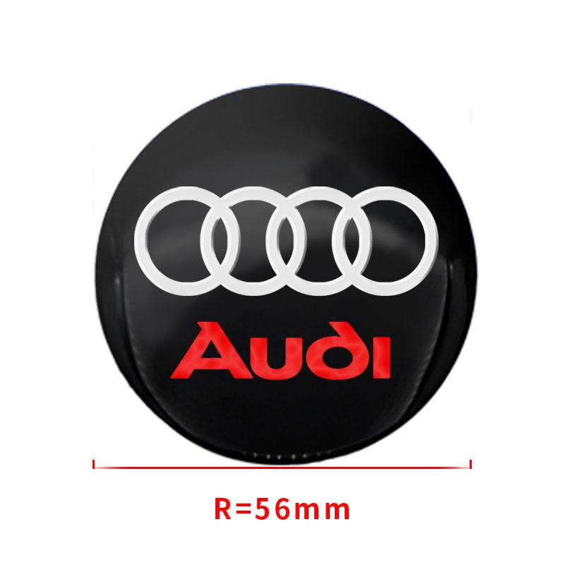 56mm Car Wheel Center Hub Emblem Decal Wheel Sticker for Audi A7 A1 B5 B6 B7 B8 B9 8P C6 C5 C7 A8 A3 A4 A5 A6 TT Q3 Q5 Q7