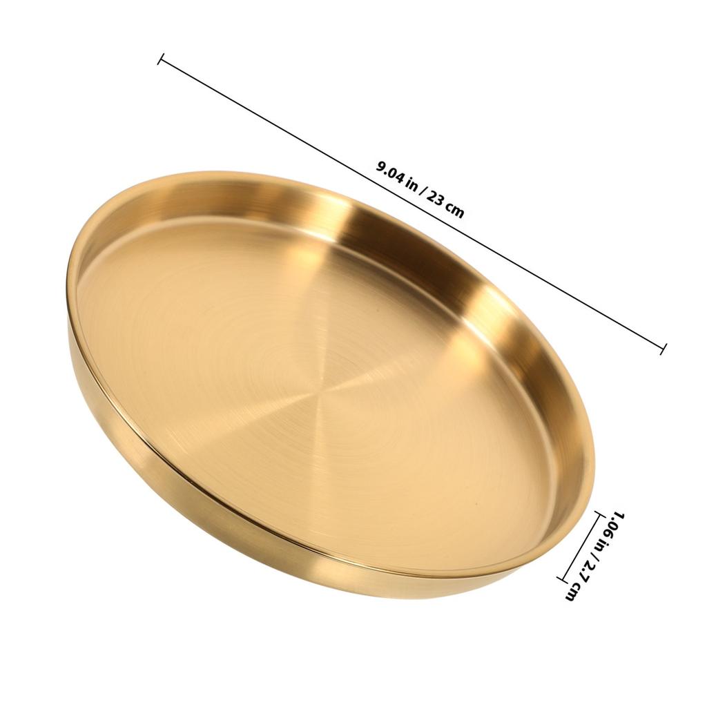 Stainless Steel Round Plate Elegant Metal Dinner Plate for Steak Pasta Fruit Serving Parties Weddings Family Gatherings Bar