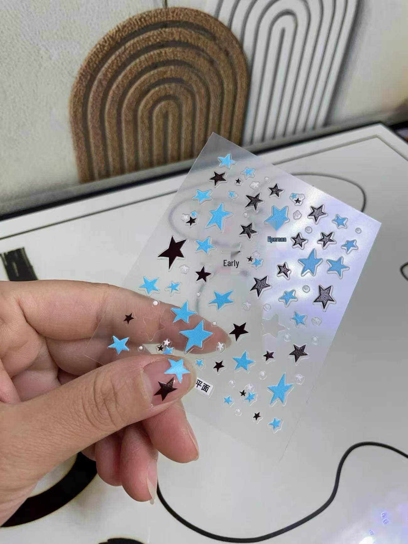 Macaron Star Nail Art Stickers: Cute, Durable Five-Pointed Star Fingernail Decorations Model 1