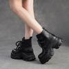 Johnature Round Toe Platform Short Boots Retro Genuine Leather Thick Soled Height Increase Women's Shoes
