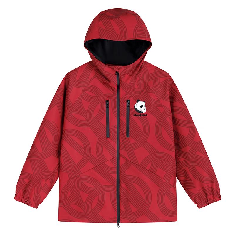 Panda Shu Embroidery Single-Layer Unisex Outdoor Hard Shell Jacket XL (160)