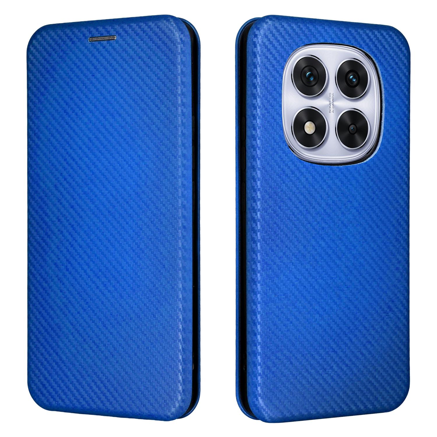 

Чохол для Xiaomi Redmi Note 14 Pro 4G з текстурою карбонового волокна, протиударний, з ПУ шкіри, чохол для телефону Blue