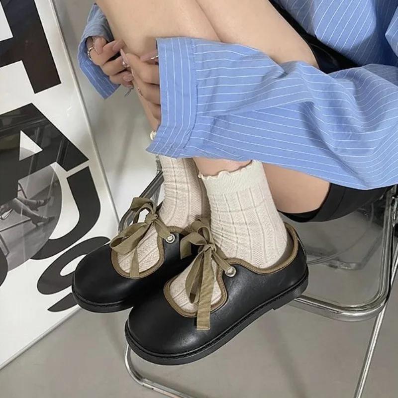 Scarpe Décolleté Stile Giapponese Lolita Carine Gotico Mary Jane Mocassini Tacco Basso Eleganti Punta Tonda Scarpe per Donne Kawaii con Fiocco Vestito