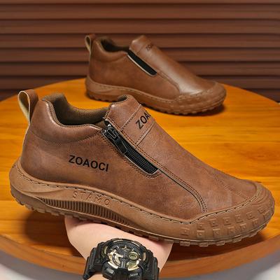 One-pedal Men's Shoes Spring New Breathable Construction Site Work Non-slip Wear-resistant Leather Shoes Sports and Leisure Board Shoes