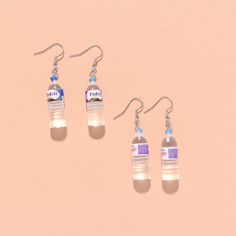 Creative Resin Mineral Water Bottle Dangle Earrings for Women