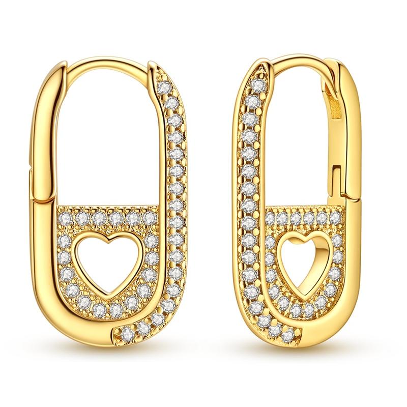 

925 Sterling Silver Heart Paperclip Hoop Earrings Full CZ Stones Dainty Love Symbol Huggie Earrings Jewelry Gift for Women Girls