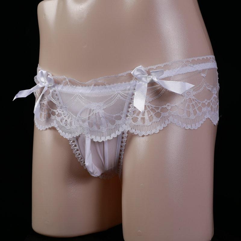 European and American Lace Thong Men with Jj Set of Underwear, Fun Transparent Low Waist Seamless Temptation Bed Underwear