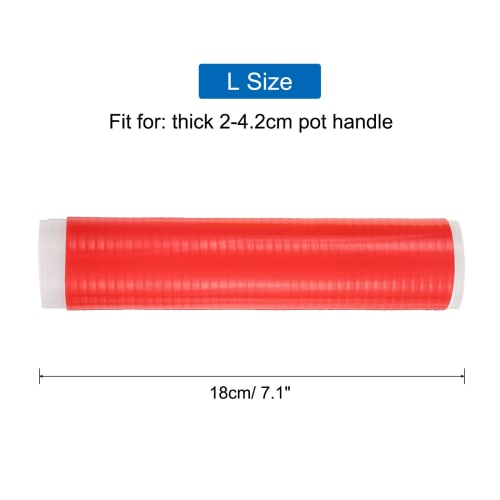 uxcell Silicone Frying Pan Handle Sleeve, Heat-Resistant Pot Holder, Cast Iron Frying Pan Handle Holder Spatula Cover Sleeve, Red (L)