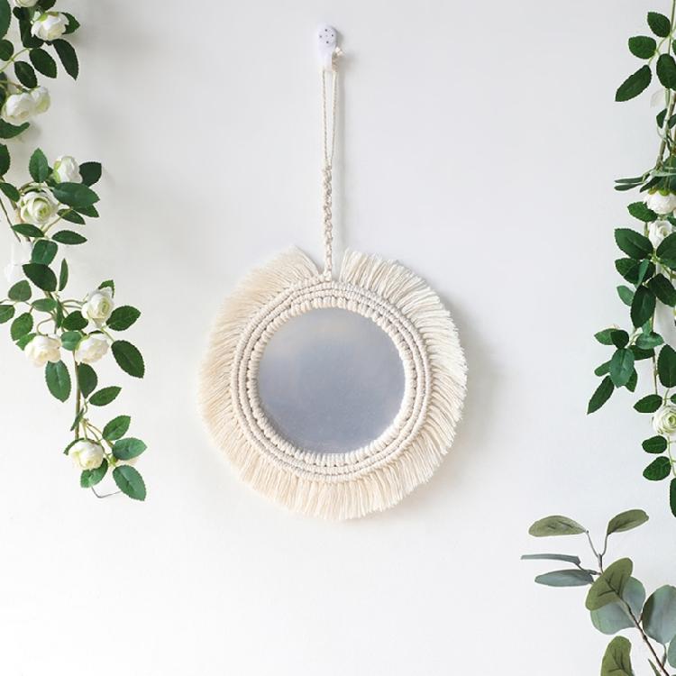 Wall Mirror with Macrame Fringes Hanging Mirrors Bohemian Decoration for Bedroom