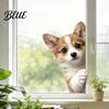 DIY Interior Window Cat Dog Peeking Static Animal Stickers Cute Clings Cartoon Wall Stickers Waterproof No Glue Adhesives Removable