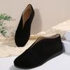 2024 Women's Plus Size Round Toe Flat Martin Boots: Autumn V-Cut, Non-Slip, Wear-Resistant, Versatile Solid Color