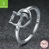 S925 Sterling Silver Cat Animal Ring Personalized Diy Ladies Ring Ring