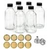 4 Oz Small Clear Glass Bottles with Lids, 120ml Boston Round Sample Bottles for Ginger Shots Juice Potion Whiskey Liquor, 6pcs