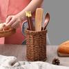 Rustikaler Stäbchenhalter aus geflochtenem Kunst rattan Küchenutensilien-Organizer Besteckaufbewahrungsbehälter für Küchenarbeitsplatte Esstisch Organisation