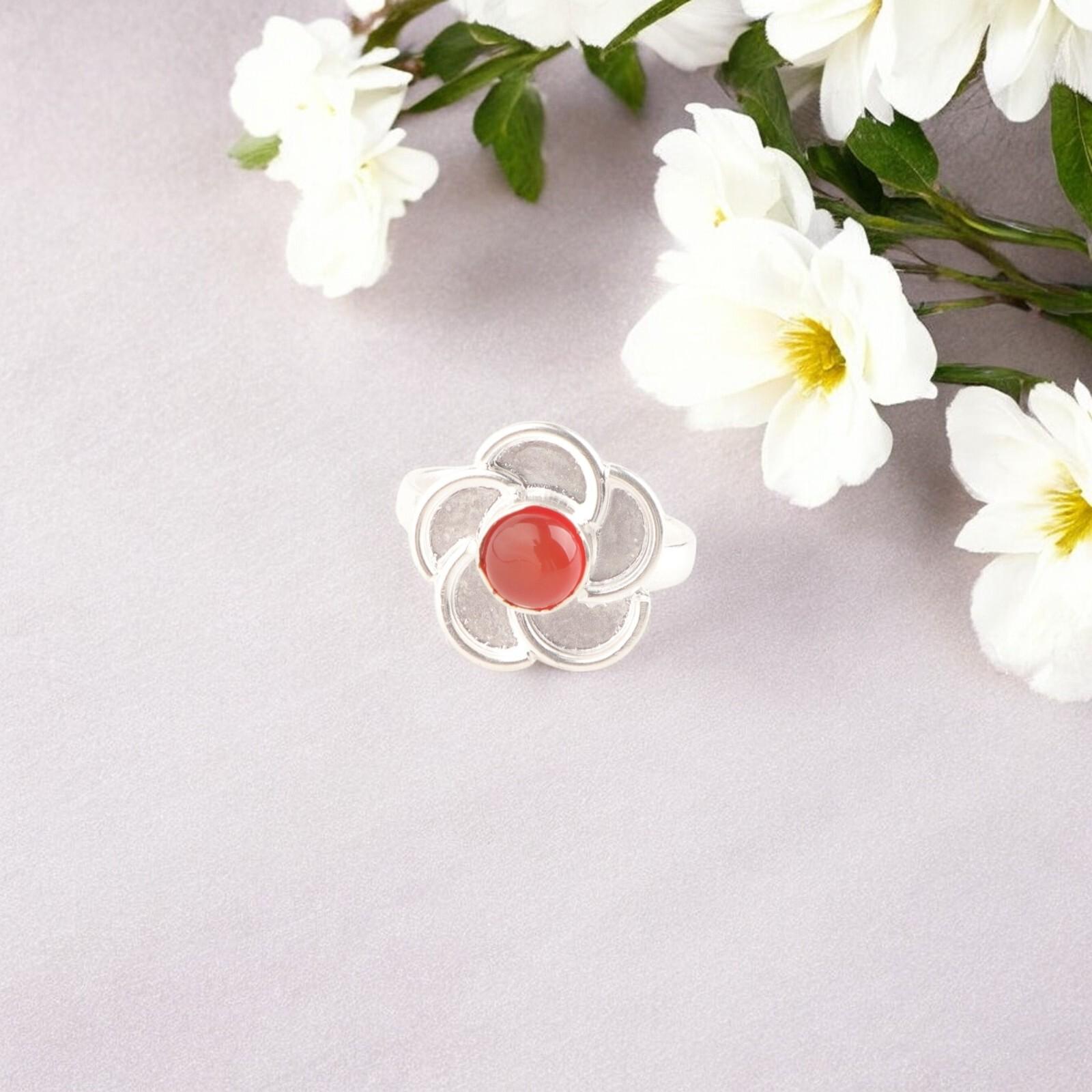 

Кольцо с натуральным сердоликом, серебро 925 пробы, ручная работа, подарок для жены RR-51-21 9