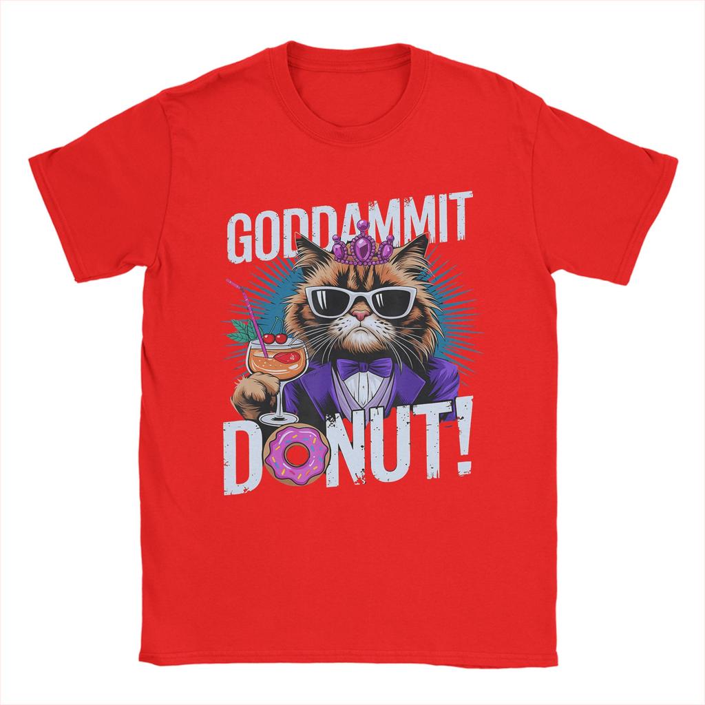 Funny Goddammit Donut Princess Cat Glasses Retro Mens T Shirts  Casual Tee Shirt Short Sleeve Round Collar TShirt  Cotton