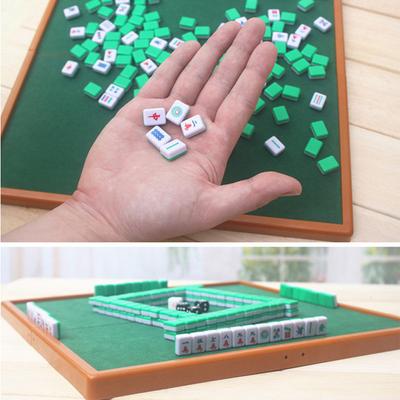 Mini Mahjong Set with Folding Mahjong Table Portable Mah Jong Game Set For Travel Family Leisure