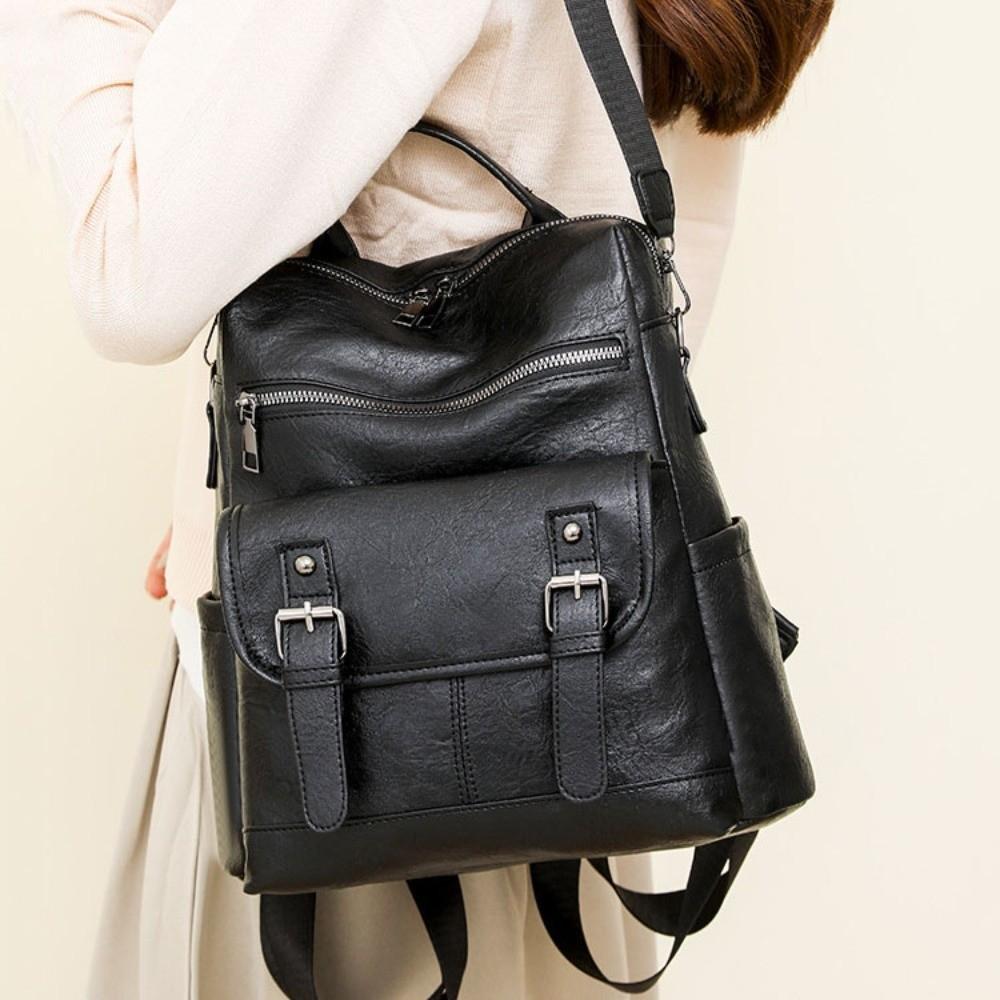 PU Peather Student Backpack Large Capacity Multifunctional Student School Bag Anti Splash Water Soft Mommy Shoulder Bag Women