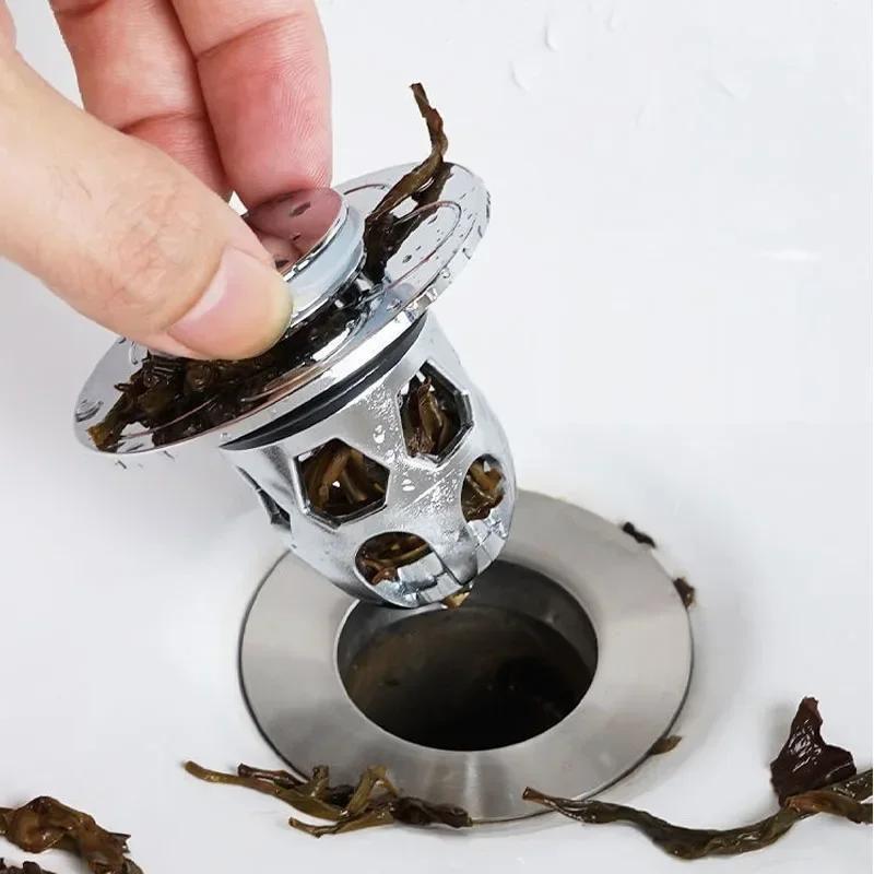 Drain Stopper Pop-Up Bounce Core Basin Drain Filter Valve Hair Catcher Shower Sink Strainer Bath Stopper Bathroom Drain Cover