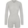 SKIMS Waffle Button Up Henley Onesie Women onesies Light-Heather-Grey OS-ONS-6444W-LHG