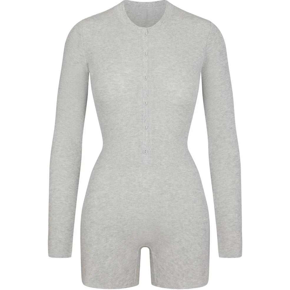 SKIMS Waffle Button Up Henley Onesie