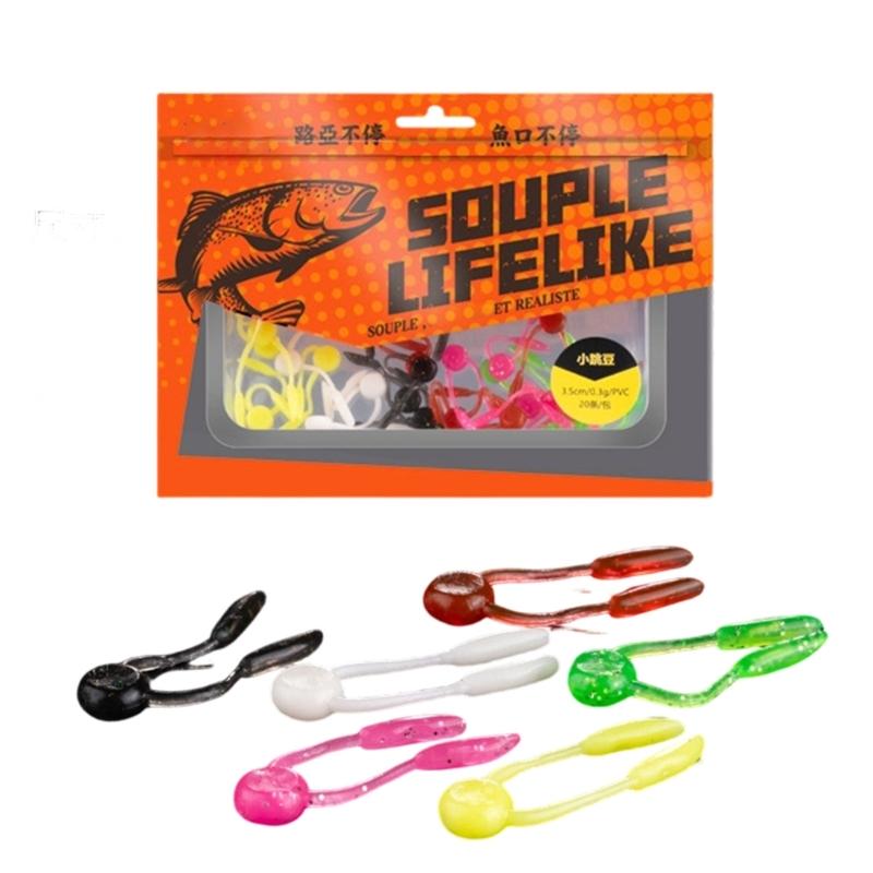 20pack Elastics Fishing Lures Durability Soft Wriggling Baits Ideal For Streams Pond And Competitions