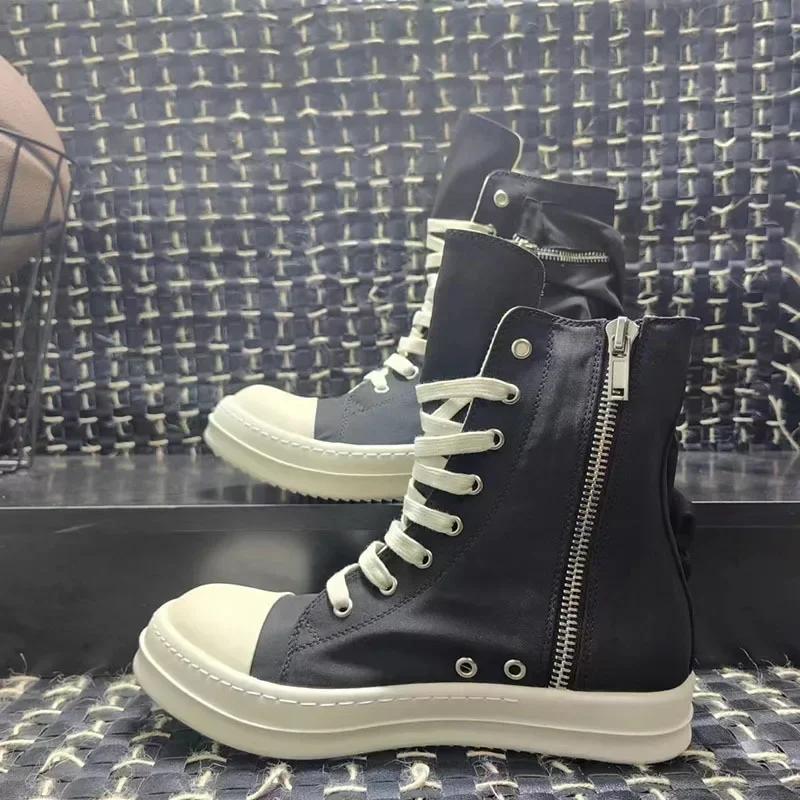 Neue Herren- und Damen Ro High-Top Plateau Freizeitschuhe Designer Runde Zehenpartie Atmungsaktiv Schnürschuhe Owens Canvas Schuhe Luxusschuhe